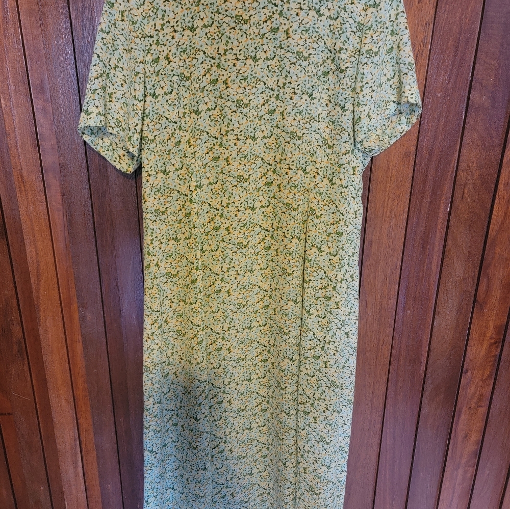 Womens midi/long dress,size S-M,green&yellow flower print,new yorker